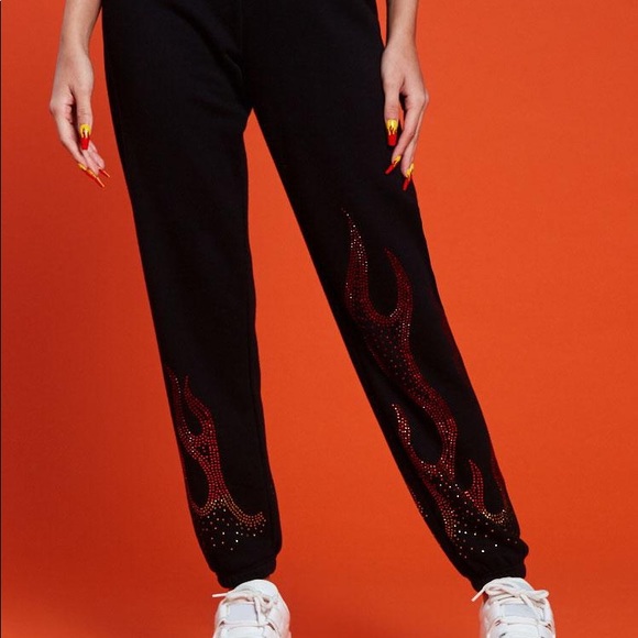 Rhinestone Flames Cheetos Sweatpants 